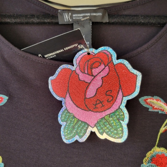 Anna Sui Loves INC International Concepts Embroidered Bell Sleeve Top Size 2XL - Picture 4 of 15